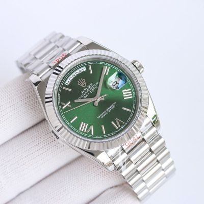 Rolex Daydate 40mm 3255 Movement SS President Strap Green/Grey/White/Brown/Blue Face Watch